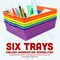 6 Pack Colorful Plastic Classroom Storage Bins 13.75" X 10.25" for Organizing A4 Papers Trays, Pencils, Arts and Crafts Supplies, Rainbow Containers for Kids School Supplies by 4E's Novelty